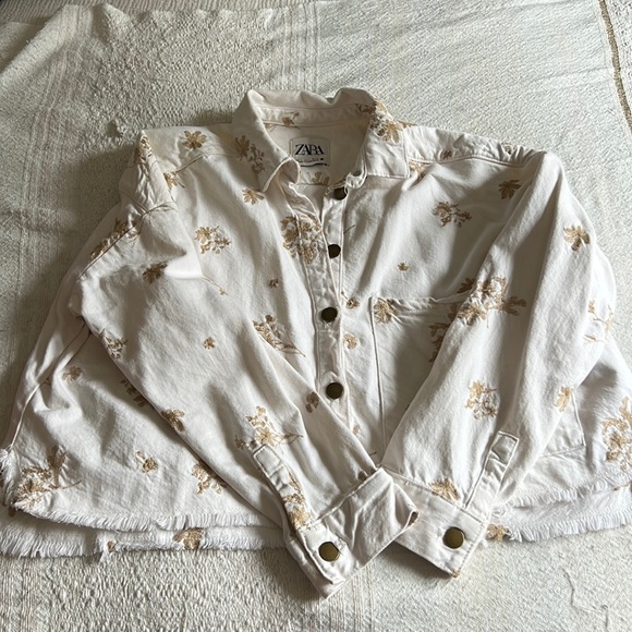 Zara Cropped Denim Jacket | Sz Small - Picture 1 of 4